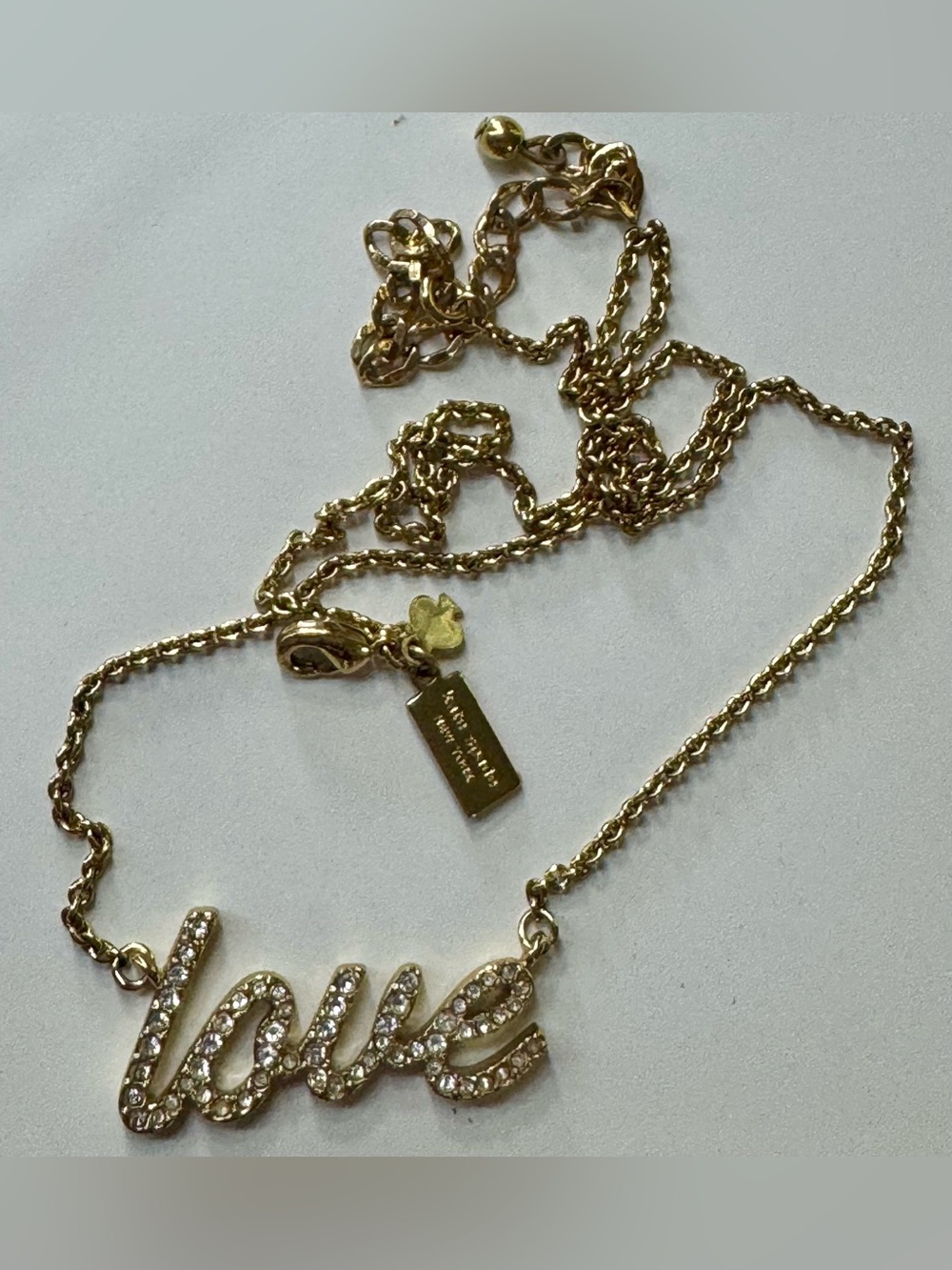 kate spade Gold Crystal 'love' Script Necklace